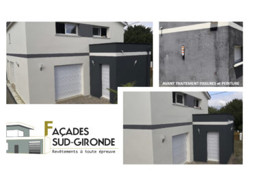 Rénovation façade_ Façade fissurée et decoloree_maison contemporaine_Bordeaux Metropole_Gironde_langon_Bazas_