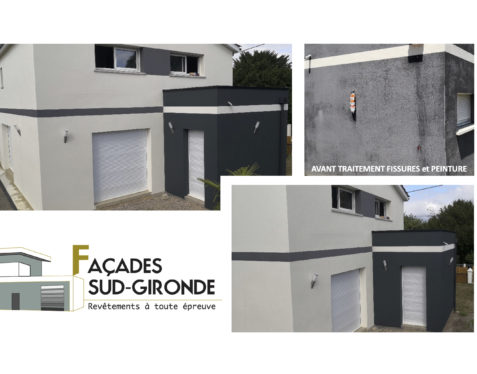 Rénovation façade_ Façade fissurée et decoloree_maison contemporaine_Bordeaux Metropole_Gironde_langon_Bazas_